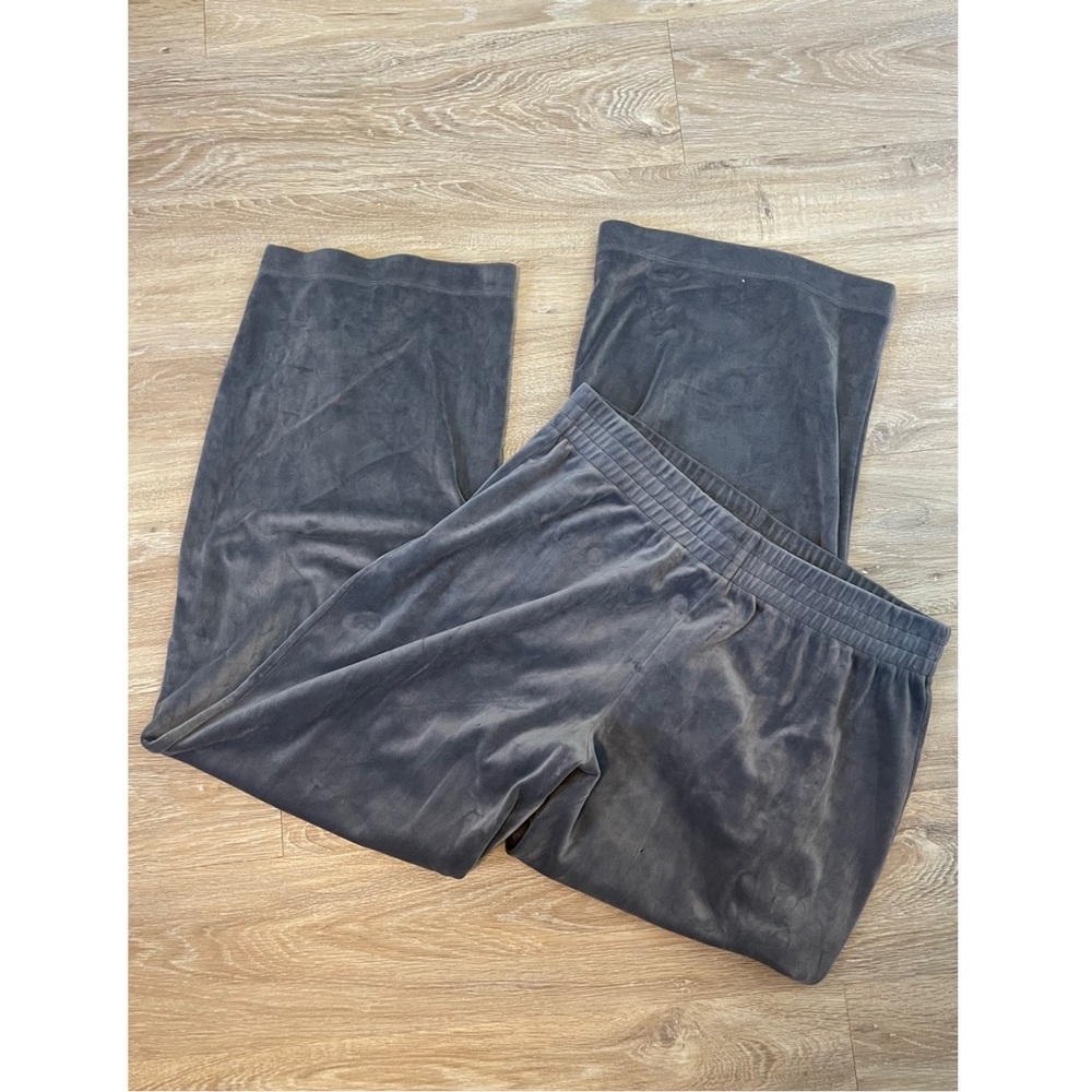 H&M Grey Velour High-Waisted Wide Leg Sweatpants